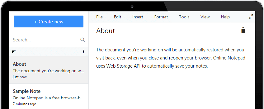 Thawseo Online Notepad Screenshot